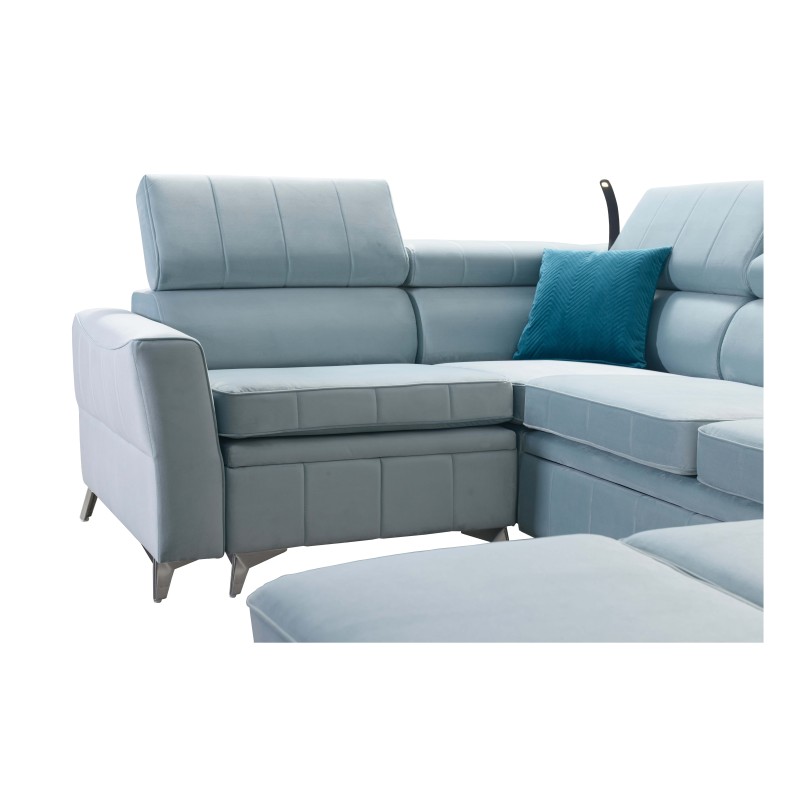 Modena V corner sofa with a sleeping function and a bedding container - Velvet, Amor velvet 4301 Modena V corner sofa with a sleeping function and a bedding container - Velvet, Amor velvet 4301
