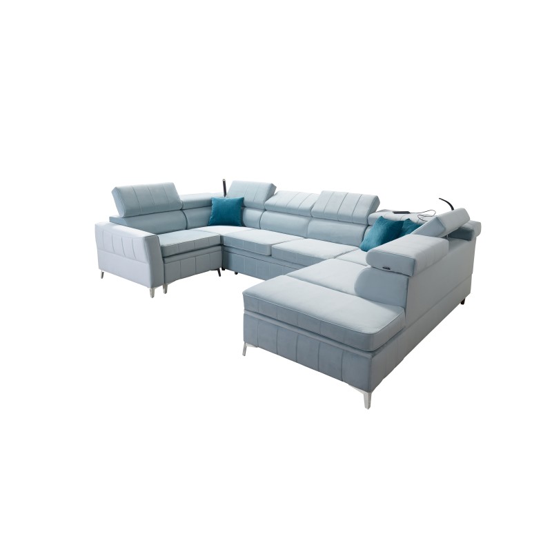 Modena V corner sofa with a sleeping function and a bedding container - Velvet, Amor velvet 4301 Modena V corner sofa with a sleeping function and a bedding container - Velvet, Amor velvet 4301