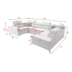 Modena V corner sofa with a sleeping function and a bedding container - Velvet, Amor velvet 4301 Modena V corner sofa with a sleeping function and a bedding container - Velvet, Amor velvet 4301