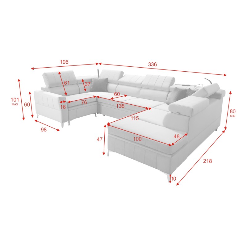 Modena V corner sofa with a sleeping function and a bedding container - Velvet, Amor velvet 4301 Modena V corner sofa with a sleeping function and a bedding container - Velvet, Amor velvet 4301