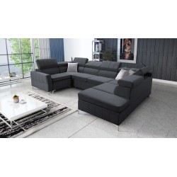 Modena V corner sofa with a sleeping function and storage for bedding - Velvet, Amor velvet 4321