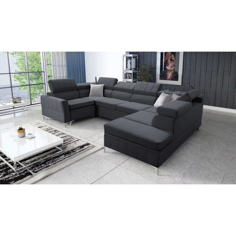 Sofá esquinero Modena V con función de cama y contenedor para ropa de cama - Velvet, Amor velvet 4321 Sofá esquinero Modena V con función de cama y contenedor para ropa de cama - Velvet, Amor velvet 4321