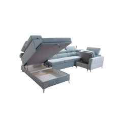 Sofá esquinero Modena V con función de cama y compartimento para ropa de cama - Terciopelo, Amor velvet 4301 Sofá esquinero Modena V con función de cama y compartimento para ropa de cama - Terciopelo, Amor velvet 4301