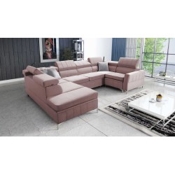 Modena V corner sofa with a sleeping function and bedding storage - Velvet, Amor velvet 4308