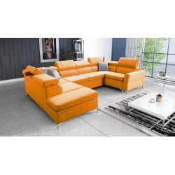 Modena V corner sofa with a sleeping function and bedding storage - Velvet, Amor velvet 4309