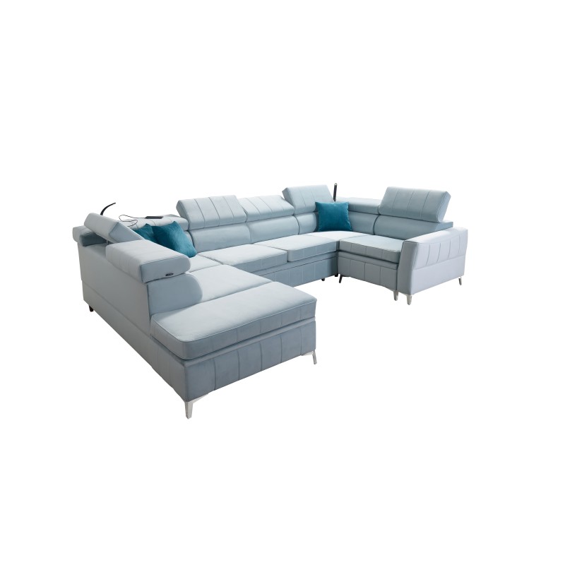 Modena V corner sofa with a sleeping function and bedding storage - Velvet, Amor velvet 4309 Modena V corner sofa with a sleeping function and bedding storage - Velvet, Amor velvet 4309