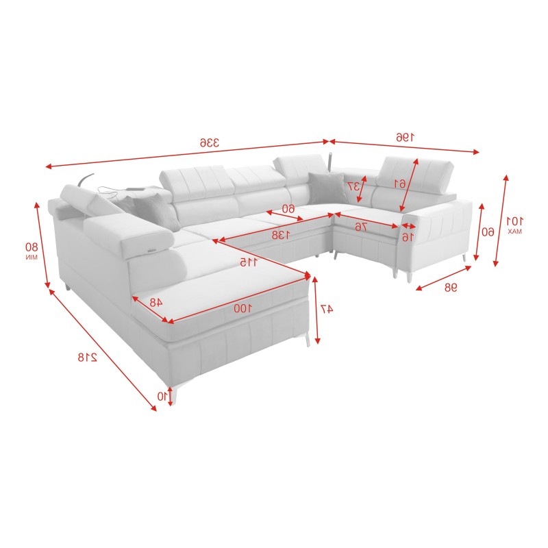 Modena V corner sofa with a sleeping function and bedding storage - Velvet, Amor velvet 4309 Modena V corner sofa with a sleeping function and bedding storage - Velvet, Amor velvet 4309