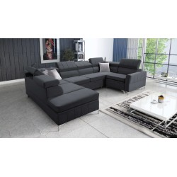 Modena V corner sofa with a sleeping function and storage for bedding - Velvet, Amor velvet 4321