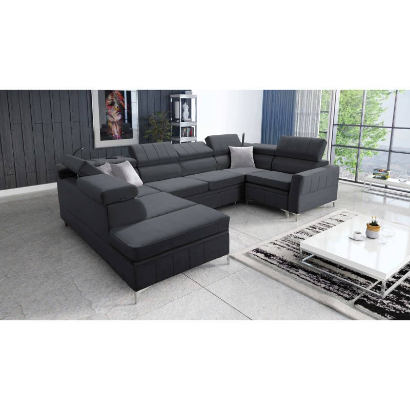 Sofá esquinero Modena V con función de cama y contenedor para ropa de cama - Velvet, Amor velvet 4321 Sofá esquinero Modena V con función de cama y contenedor para ropa de cama - Velvet, Amor velvet 4321