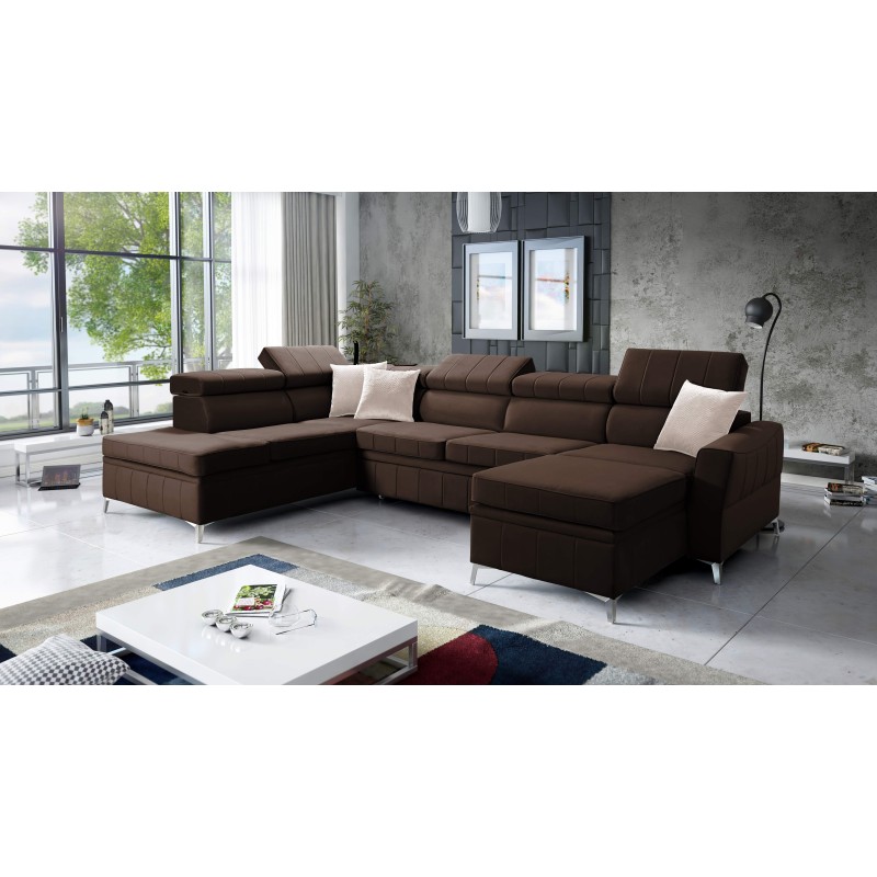 Narożnik Modena VI z funkcją spania – elegancja i funkcjonalność w tkaninie Velvet, Amor velvet 4301 Narożnik Modena VI z funkcją spania – elegancja i funkcjonalność w tkaninie Velvet, Amor velvet 4301