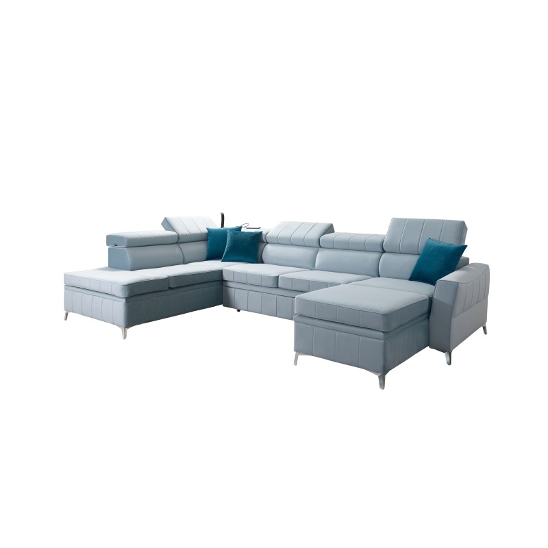 Modena VI Corner Sofa with Sleeping Function – Elegance and Functionality in Velvet Fabric, Amor Velvet 4303 Modena VI Corner Sofa with Sleeping Function – Elegance and Functionality in Velvet Fabric, Amor Velvet 4303