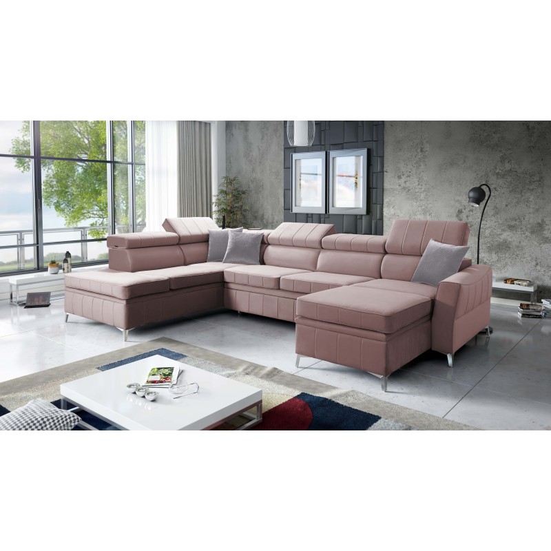 Narożnik Modena VI z funkcją spania – elegancja i funkcjonalność w tkaninie Velvet, Amor velvet 4308 Narożnik Modena VI z funkcją spania – elegancja i funkcjonalność w tkaninie Velvet, Amor velvet 4308