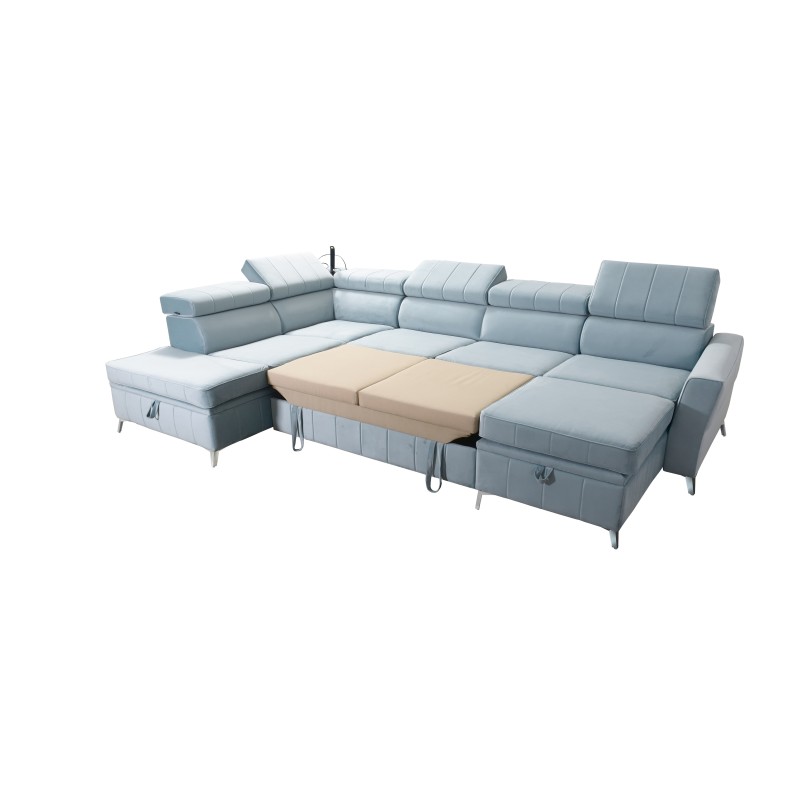 Narożnik Modena VI z funkcją spania – elegancja i funkcjonalność w tkaninie Velvet, Amor velvet 4308 Narożnik Modena VI z funkcją spania – elegancja i funkcjonalność w tkaninie Velvet, Amor velvet 4308