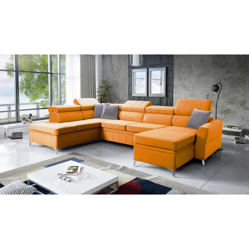Narożnik Modena VI z funkcją spania – elegancja i funkcjonalność w tkaninie Velvet, Amor velvet 4309 Narożnik Modena VI z funkcją spania – elegancja i funkcjonalność w tkaninie Velvet, Amor velvet 4309