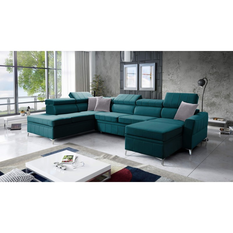 Narożnik Modena VI z funkcją spania – elegancja i funkcjonalność w tkaninie Velvet, Amor velvet 4312 Narożnik Modena VI z funkcją spania – elegancja i funkcjonalność w tkaninie Velvet, Amor velvet 4312