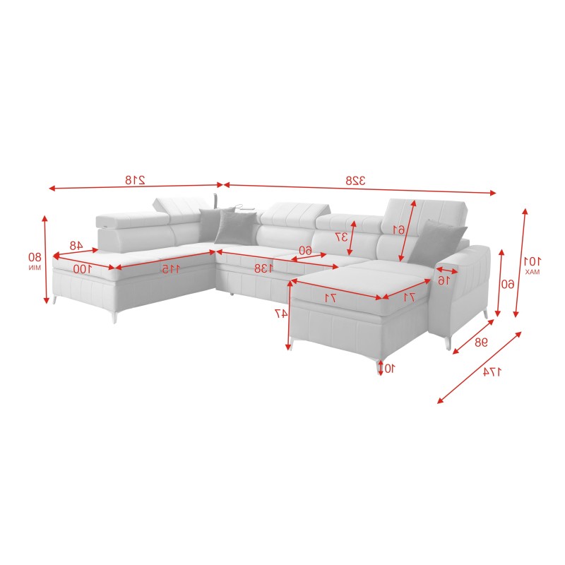 Modena VI corner sofa with a sleeping function – elegance and functionality in Velvet fabric, Amor velvet 4321 Modena VI corner sofa with a sleeping function – elegance and functionality in Velvet fabric, Amor velvet 4321