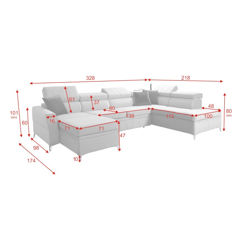 Modena VI corner sofa with a sleeping function – elegance and functionality in Velvet fabric, Amor velvet 4308 Modena VI corner sofa with a sleeping function – elegance and functionality in Velvet fabric, Amor velvet 4308