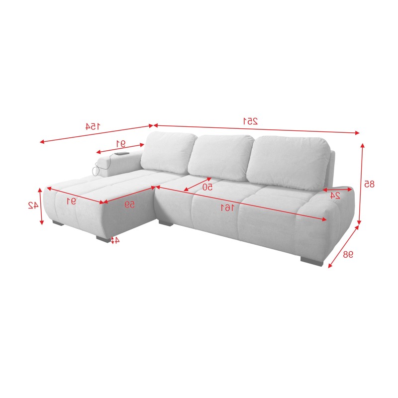 Oscar corner sofa with sleeping function and USB port – Comfort and style in your living room Oscar corner sofa with sleeping function and USB port – Comfort and style in your living room