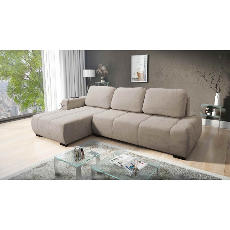 Oscar corner sofa with sleeping function and USB port – Comfort and style in your living room Oscar corner sofa with sleeping function and USB port – Comfort and style in your living room