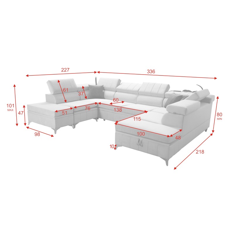 Modena VIII corner sofa with sleeping function Velvet, Amor velvet 4318 - elegance and functionality in one Modena VIII corner sofa with sleeping function Velvet, Amor velvet 4318 - elegance and functionality in one