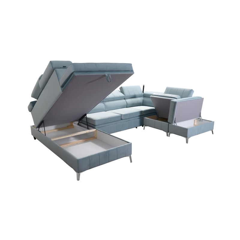 Modena VIII corner sofa with sleeping function Velvet, Amor velvet 4309 - elegance and functionality in one Modena VIII corner sofa with sleeping function Velvet, Amor velvet 4309 - elegance and functionality in one
