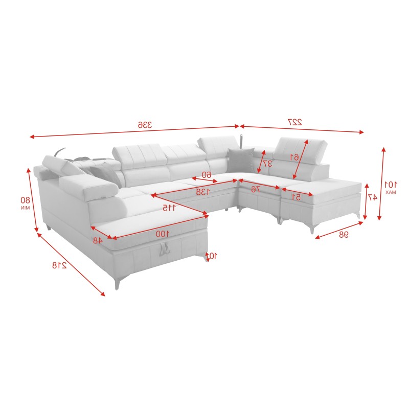 Modena VIII corner sofa with sleeping function Velvet, Amor velvet 4318 - elegance and functionality in one Modena VIII corner sofa with sleeping function Velvet, Amor velvet 4318 - elegance and functionality in one