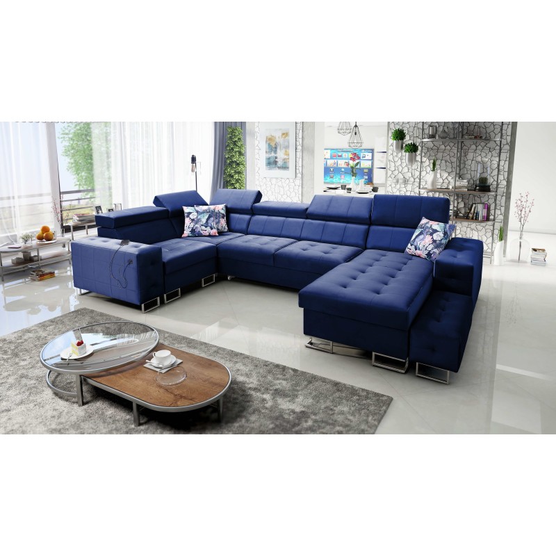 Fusion IV corner sofa with quilted seat, sleeping function, and USB port | Velvet | Hydrophobic, Magic Velvet 2216 Fusion IV corner sofa with quilted seat, sleeping function, and USB port | Velvet | Hydrophobic, Magic Velvet 2216