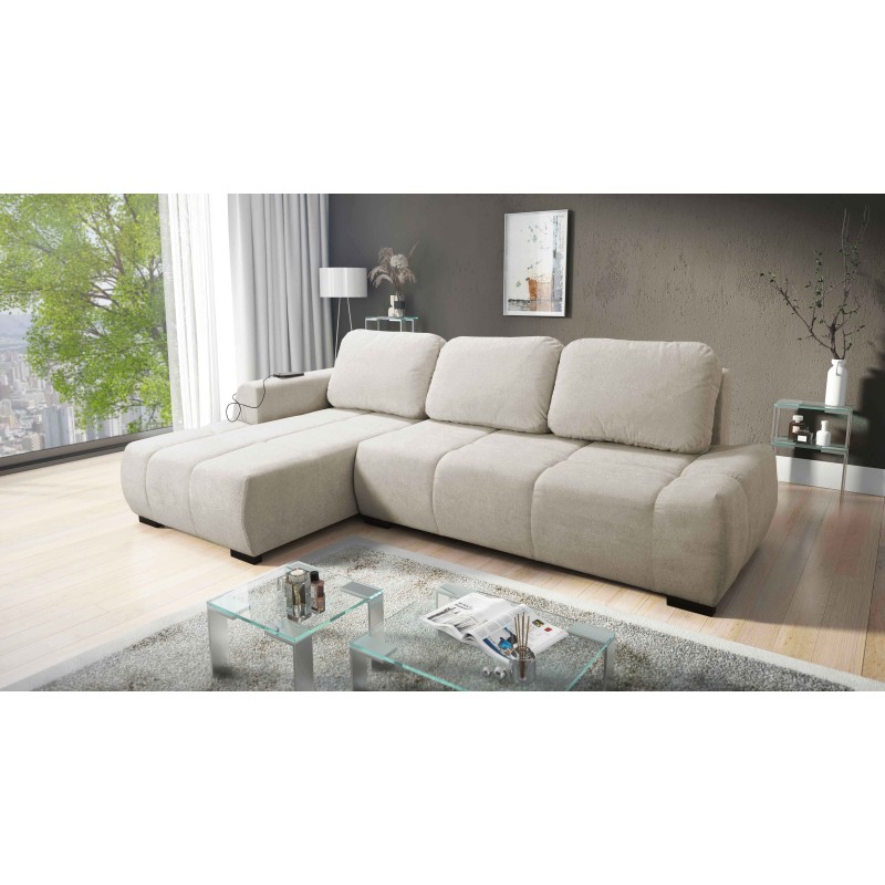 Oscar corner sofa with sleeping function and USB port – Comfort and style in your living room Oscar corner sofa with sleeping function and USB port – Comfort and style in your living room