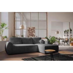 Nilo Corner Sofa with Sleeping Function and USB Port in Velvet Fabric, Wave 16 - Comfort and Style in One
