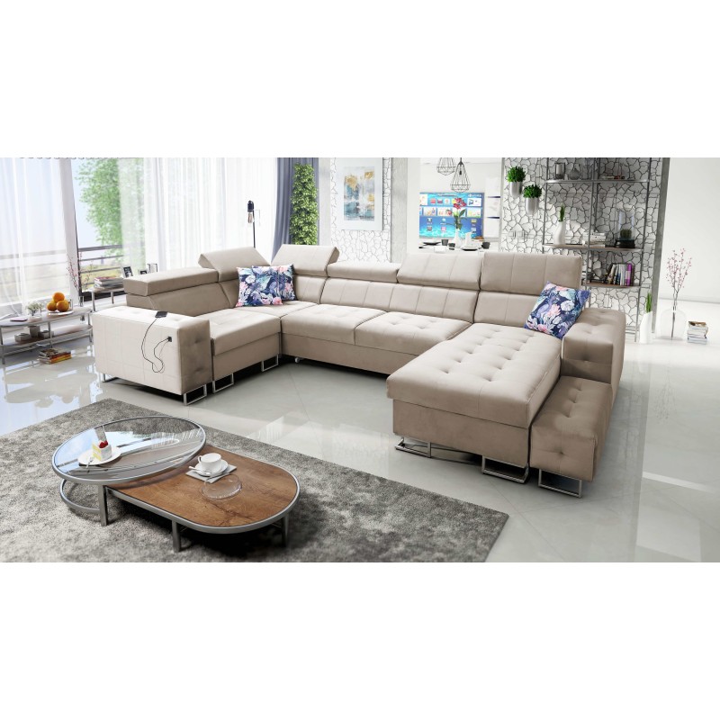 Esquina Fusion IV con asiento acolchado, función de cama y puerto USB | Terciopelo | Hidrofóbico, Magic Velvet 2282 Esquina Fusion IV con asiento acolchado, función de cama y puerto USB | Terciopelo | Hidrofóbico, Magic Velvet 2282
