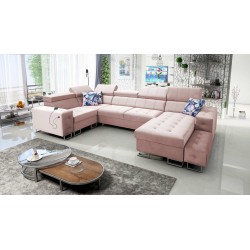 Esquina Fusion IV con asiento capitonado, función de cama y puerto USB | Terciopelo | Hidrófobo, Magic Velvet 2264