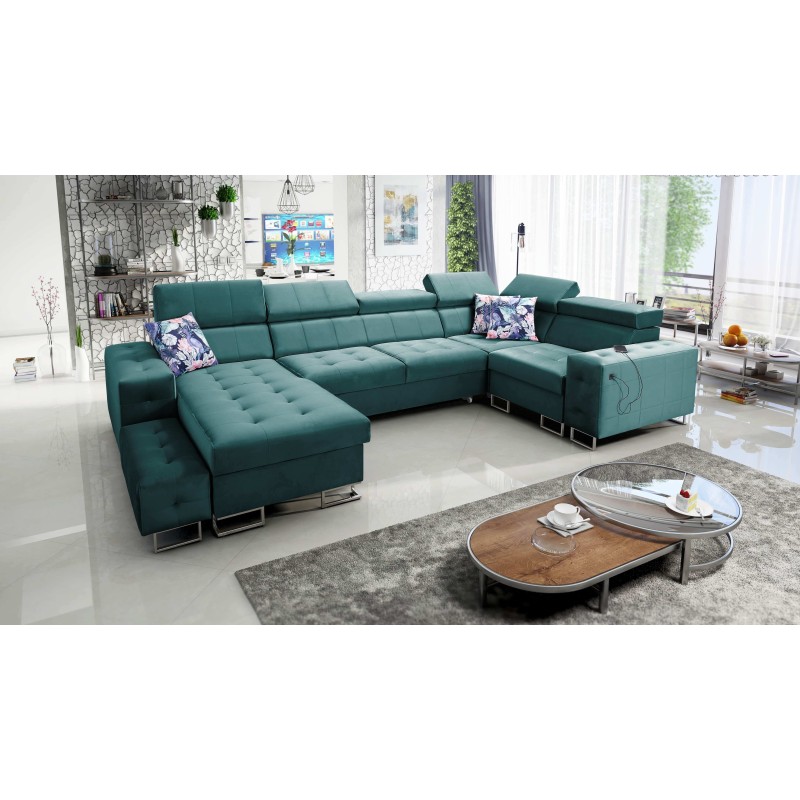 Esquina Fusion IV con asiento acolchado, función de cama y puerto USB | Terciopelo | Hidrofóbico, Magic Velvet 2221 Esquina Fusion IV con asiento acolchado, función de cama y puerto USB | Terciopelo | Hidrofóbico, Magic Velvet 2221