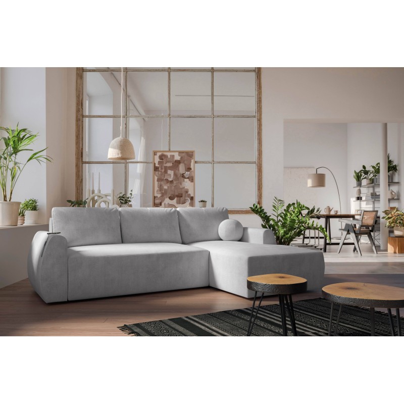 Nilo corner sofa with a sleeping function and USB port in Velvet fabric, Wave 15 - Comfort and style in one Nilo corner sofa with a sleeping function and USB port in Velvet fabric, Wave 15 - Comfort and style in one