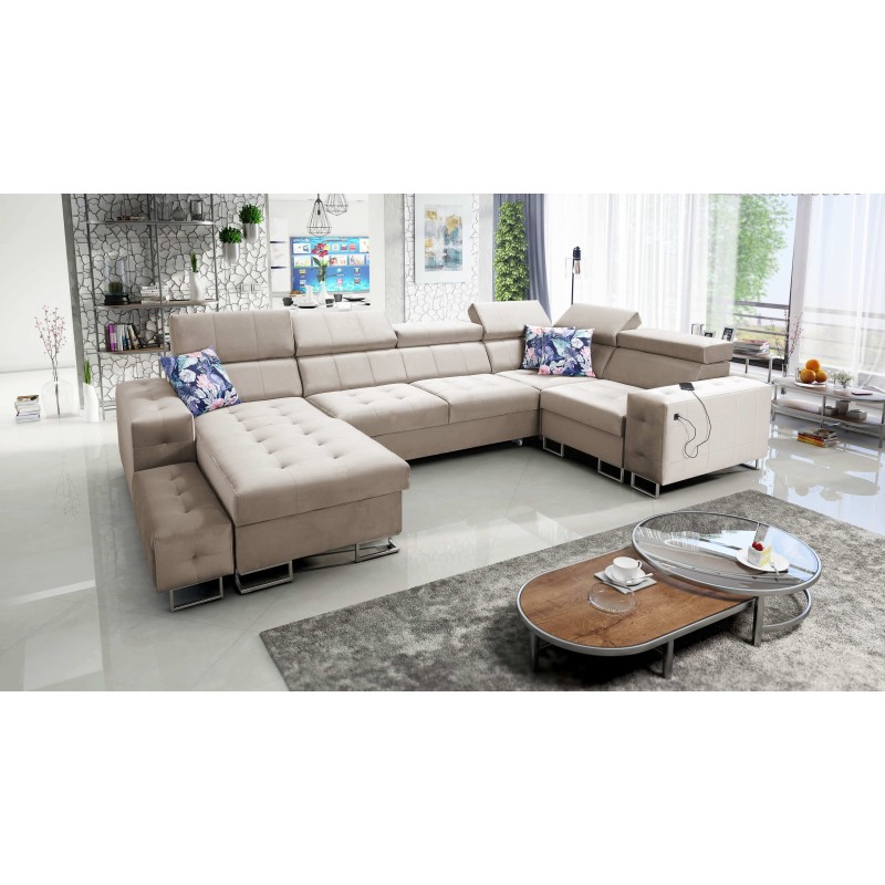 Esquina Fusion IV con asiento acolchado, función de cama y puerto USB | Terciopelo | Hidrofóbico, Magic Velvet 2282 Esquina Fusion IV con asiento acolchado, función de cama y puerto USB | Terciopelo | Hidrofóbico, Magic Velvet 2282