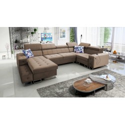 Sofá esquinero Fusion IV con asiento acolchado, función de cama y puerto USB | Terciopelo | Hidrofóbico, Magic Velvet 2299