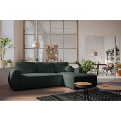 Nilo corner sofa with a sleeping function and USB port in Velvet fabric, Wave 12 - Comfort and style in one