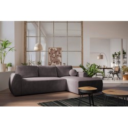 Nilo corner sofa with sleeping function and USB port in Velour fabric, Wave 10 - Comfort and style in one