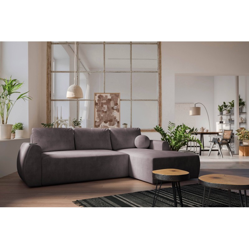 Nilo corner sofa with sleeping function and USB port in Velour fabric, Wave 10 - Comfort and style in one Nilo corner sofa with sleeping function and USB port in Velour fabric, Wave 10 - Comfort and style in one
