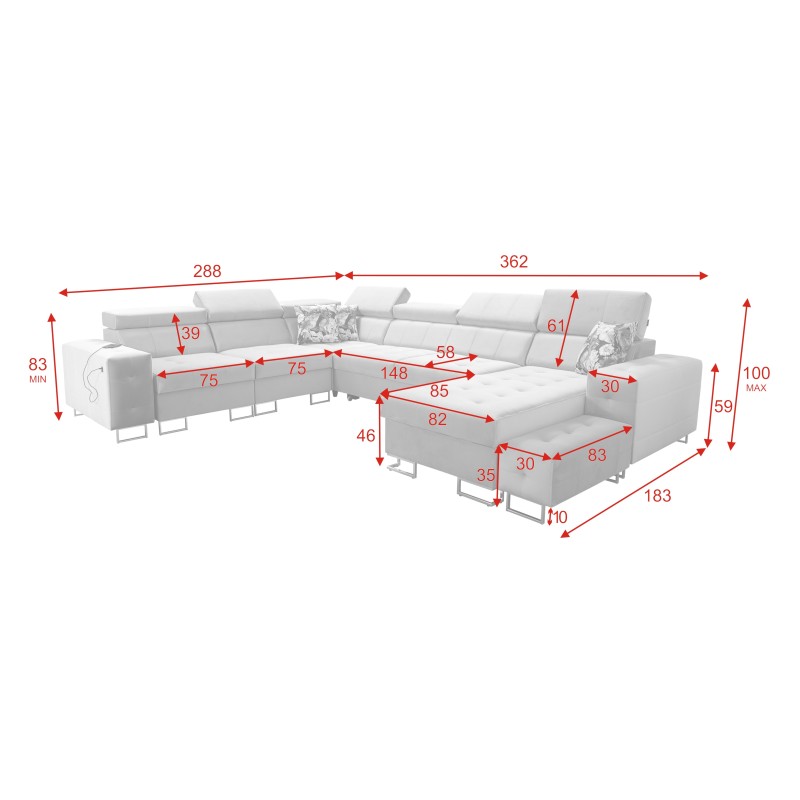 Esquina Fusion VIII con asiento acolchado y función de cama | Muebles de alta calidad Esquina Fusion VIII con asiento acolchado y función de cama | Muebles de alta calidad