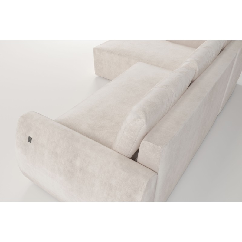 Nilo Corner Sofa with Sleeping Function and USB Port in Velvet Fabric, Wave 16 - Comfort and Style in One Nilo Corner Sofa with Sleeping Function and USB Port in Velvet Fabric, Wave 16 - Comfort and Style in One