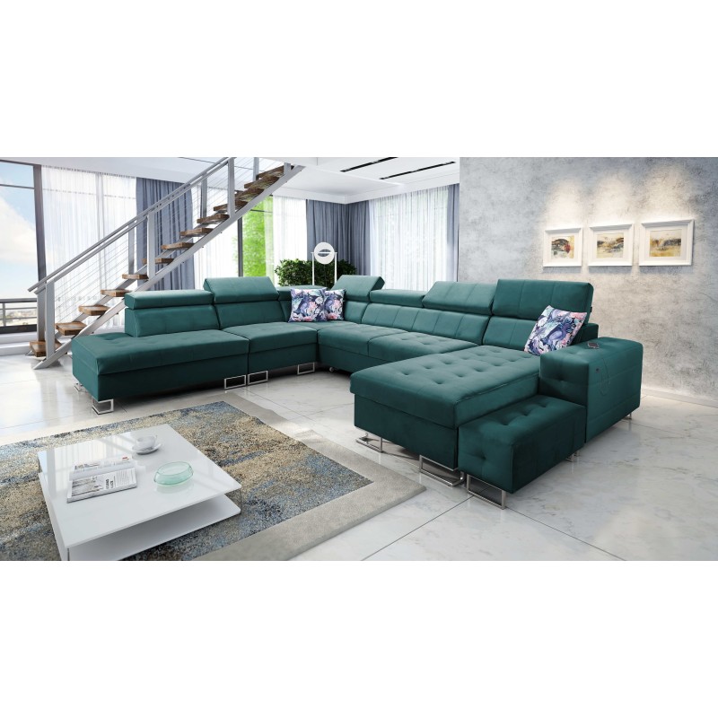 Fusion X Corner Sofa with Sleeping Function in Velvet Fabric | Water-Repellent, Magic Velvet 2221 | Perfect for Your Living Room Fusion X Corner Sofa with Sleeping Function in Velvet Fabric | Water-Repellent, Magic Velvet 2221 | Perfect for Your Living Room