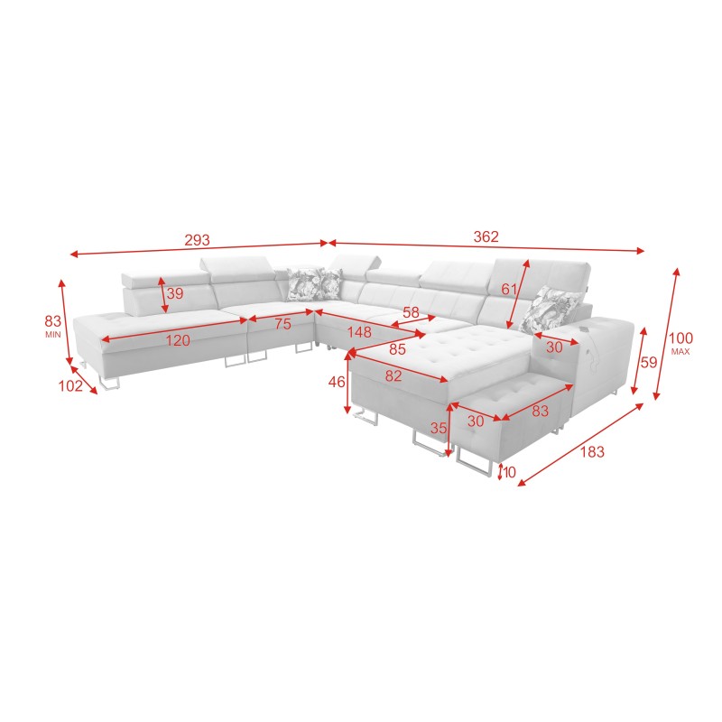 Fusion X corner sofa with a sleeping function in Velvet fabric | Hydrophobic, Magic Velvet 2264 | Perfect for your living room Fusion X corner sofa with a sleeping function in Velvet fabric | Hydrophobic, Magic Velvet 2264 | Perfect for your living room