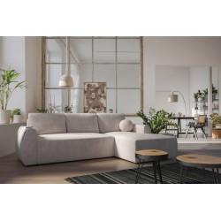Nilo corner sofa with a sleeping function and USB port in Velvet fabric, Wave 2 - Comfort and style in one