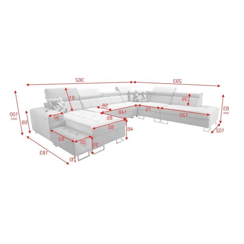Fusion X corner sofa with a sleeping function in Velvet fabric | Hydrophobic, Magic Velvet 2264 | Perfect for your living room Fusion X corner sofa with a sleeping function in Velvet fabric | Hydrophobic, Magic Velvet 2264 | Perfect for your living room