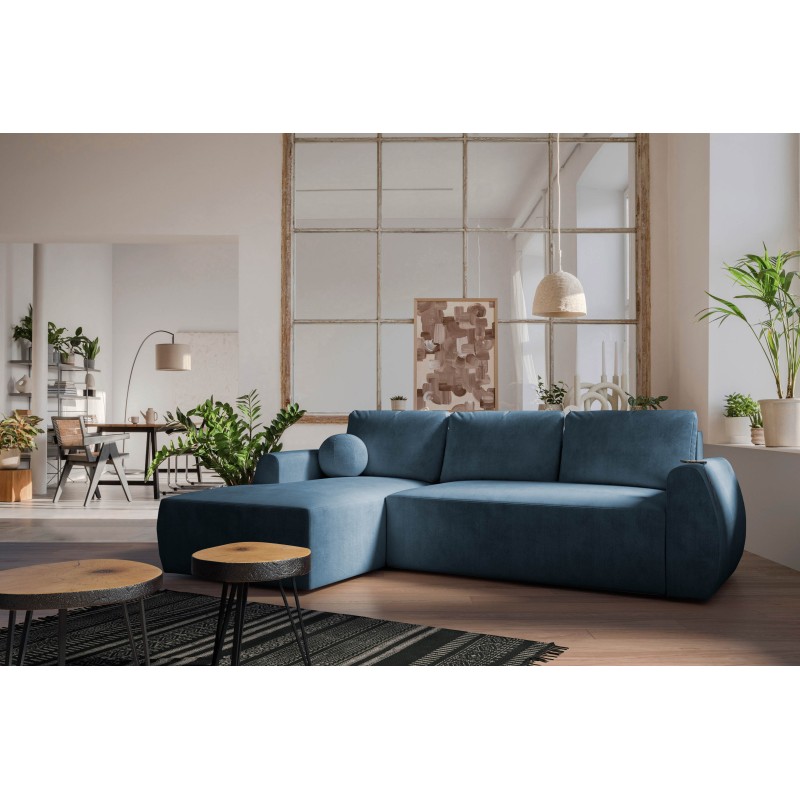 Nilo corner sofa with sleeping function and USB port in Velvet fabric, Wave 14 - Comfort and style in one Nilo corner sofa with sleeping function and USB port in Velvet fabric, Wave 14 - Comfort and style in one
