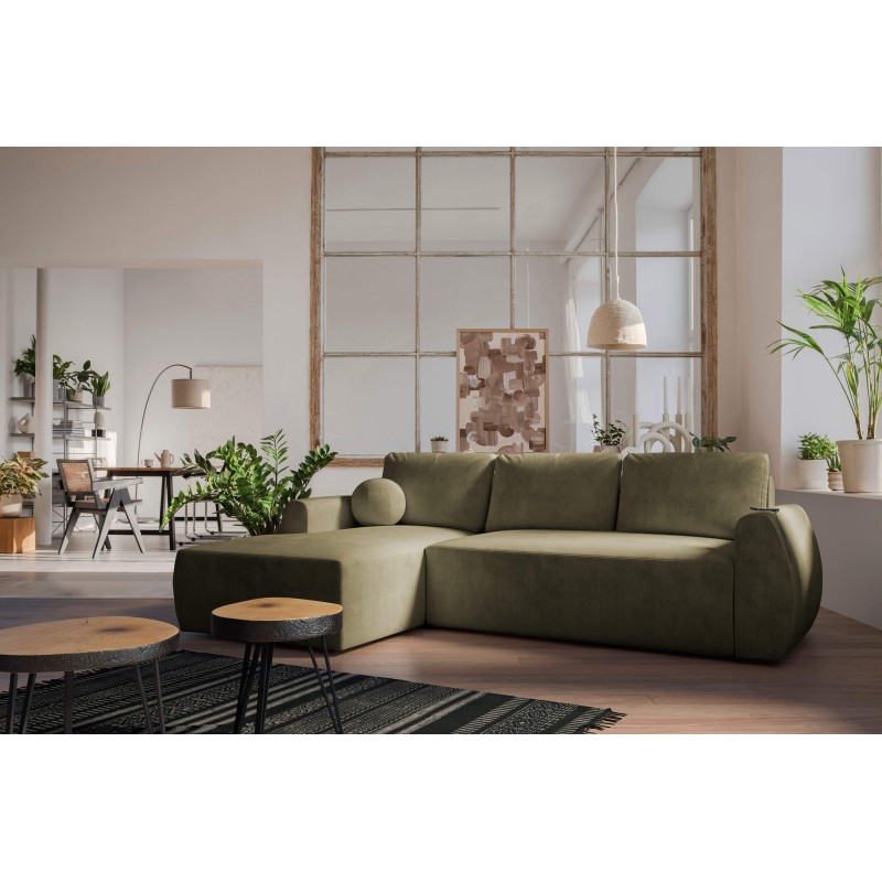 Ecksofa Nilo mit Schlaffunktion und USB-Anschluss in Samtstoff, Wave 11 - Komfort und Stil in einem Ecksofa Nilo mit Schlaffunktion und USB-Anschluss in Samtstoff, Wave 11 - Komfort und Stil in einem