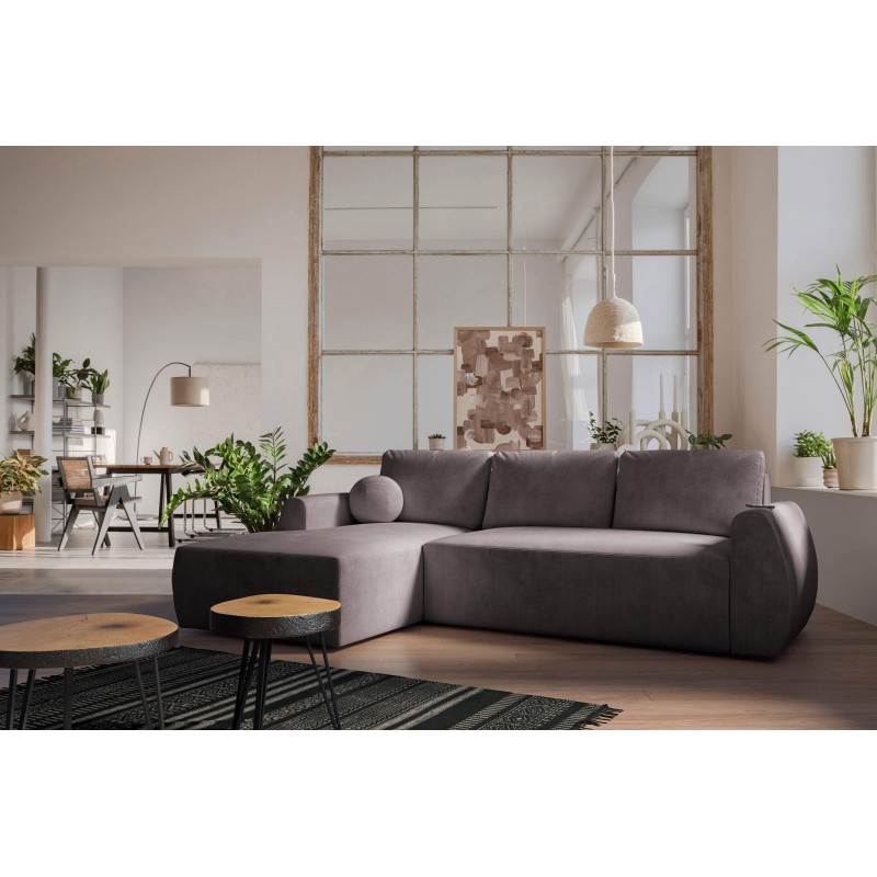 Nilo corner sofa with sleeping function and USB port in Velour fabric, Wave 10 - Comfort and style in one Nilo corner sofa with sleeping function and USB port in Velour fabric, Wave 10 - Comfort and style in one