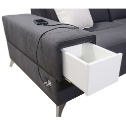 Sofá en forma de U Porto VIII con función de cama y puerto USB | Mueble en tela de terciopelo | Hidrofóbico, Casablanca 2316 Sofá en forma de U Porto VIII con función de cama y puerto USB | Mueble en tela de terciopelo | Hidrofóbico, Casablanca 2316