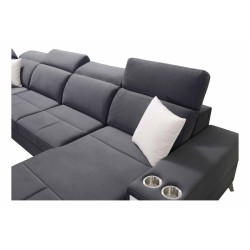 Sofá en forma de U Porto VIII con función de cama y puerto USB | Mueble en tela de terciopelo | Hidrofóbico, Casablanca 2316 Sofá en forma de U Porto VIII con función de cama y puerto USB | Mueble en tela de terciopelo | Hidrofóbico, Casablanca 2316
