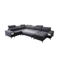 Sofá en forma de U Porto VIII con función de cama y puerto USB | Mueble en tela de terciopelo | Hidrofóbico, Casablanca 2316 Sofá en forma de U Porto VIII con función de cama y puerto USB | Mueble en tela de terciopelo | Hidrofóbico, Casablanca 2316